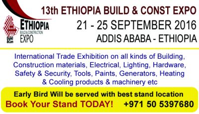 13th ETHIOPIA BUILD &amp; CONST EXPO  21 - 25  SEPTEMBER 2016