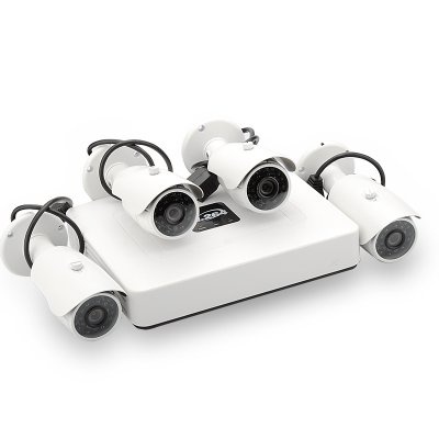 4 Channel PoE Mini NVR Surveillance System - HDMI, 4x 1/4 Inch CMOS Sensor 720p IP Cameras