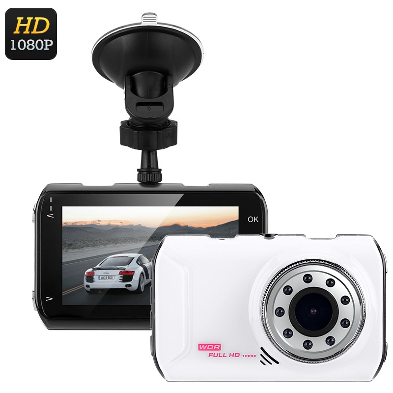 Full-HD Car DVR System 2.7 Inch Display, G-Sensor (White)